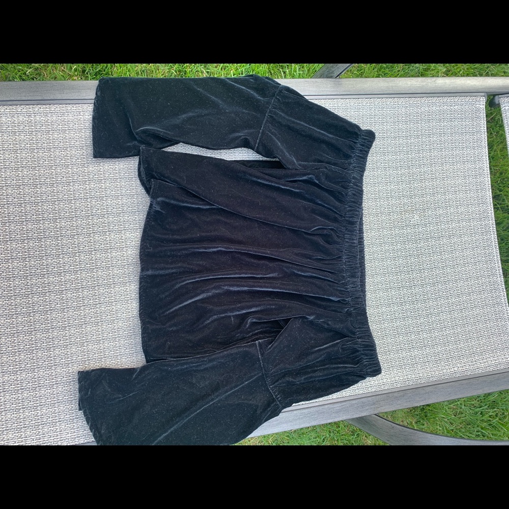 Hollister Black Velvet Off the Shoulder Top
